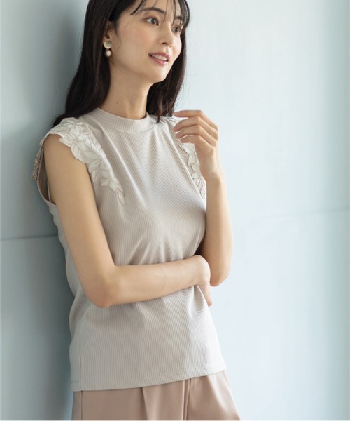 index（インデックス）の「◆レーススリーブトップス【洗濯機洗い可】（Tシャツ/カットソー・レディース・ホワイト系/ライトグレー/ブラック・36/38/42/40）」の3枚目の写真