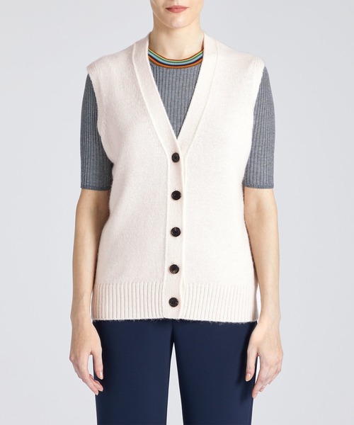 Paul Smith（ポールスミス）の「ニットベスト / 235202 372N（ベスト・レディース・オフホワイト/ブラック・MEDIUM）」の10枚目の写真