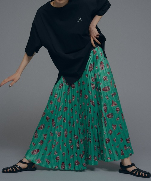 manana suerte(マニャーナスエルテ)の「vintageプリントプリーツスカート(スカート・レディース・オレンジ/ミント/ピンク/ブラック・FREE)」の3枚目の写真