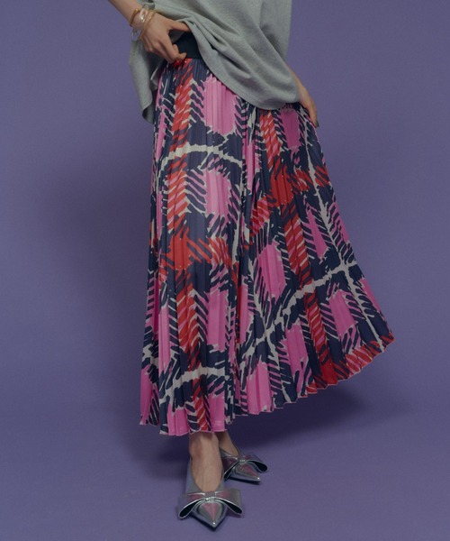 manana suerte(マニャーナスエルテ)の「vintageプリントプリーツスカート(スカート・レディース・オレンジ/ミント/ピンク/ブラック・FREE)」の8枚目の写真