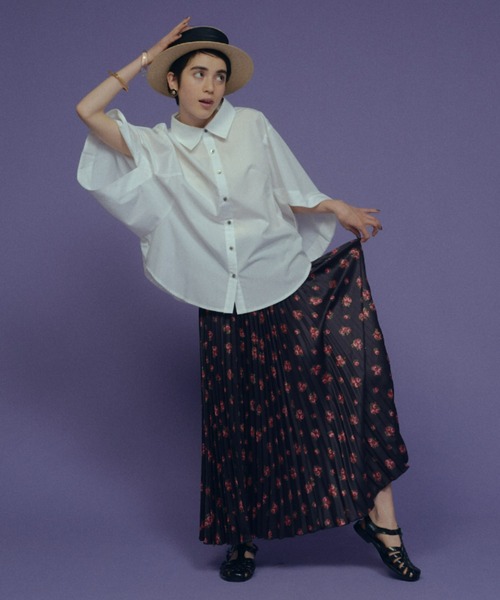 manana suerte(マニャーナスエルテ)の「vintageプリントプリーツスカート(スカート・レディース・オレンジ/ミント/ピンク/ブラック・FREE)」の5枚目の写真