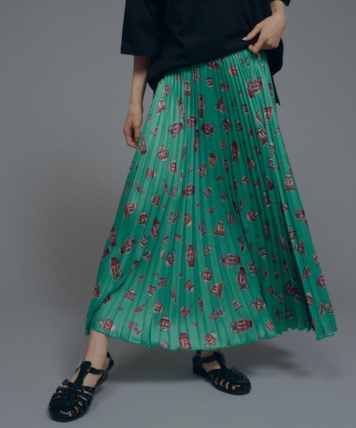 manana suerte(マニャーナスエルテ)の「vintageプリントプリーツスカート(スカート・レディース・オレンジ/ミント/ピンク/ブラック・FREE)」の9枚目の写真