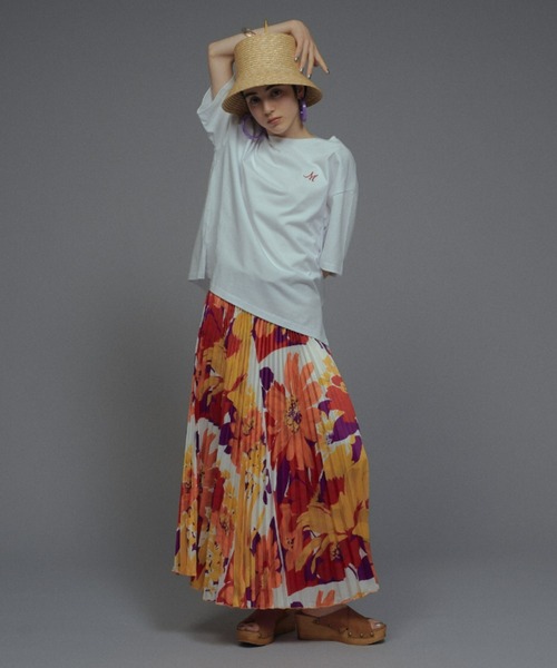 manana suerte(マニャーナスエルテ)の「vintageプリントプリーツスカート(スカート・レディース・オレンジ/ミント/ピンク/ブラック・FREE)」の14枚目の写真