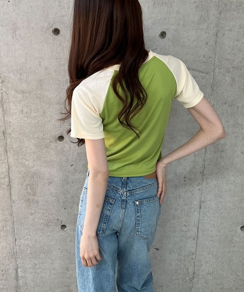 GLAMOROUS JANE(グラマラスジェーン)の「ラグラン配色ロゴ刺繍ちびTシャツ(Tシャツ/カットソー・レディース・ブルー/ピンク/グリーン・FREE)」の21枚目の写真