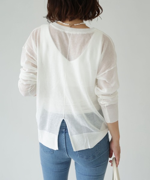 each(イーチ)の「シアーバックスリットニット(Tシャツ/カットソー・レディース・オフホワイト/ライトベージュ/グレイッシュベージュ/ブラック・FREE)」の17枚目の写真