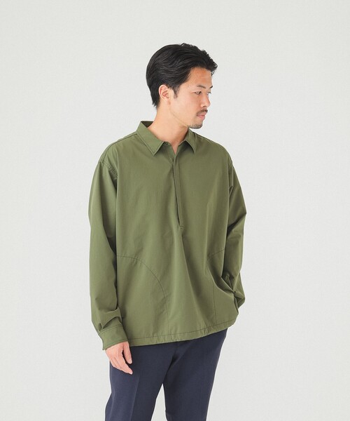 BEAMS（ビームス）の「BEAMS / テック プルオーバー シャツ（シャツ/ブラウス・メンズ・ブラック/オリーブ/ブラウン・S/M/L/XL）」の4枚目の写真