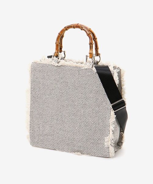 MAJESTIC LEGON（マジェスティックレゴン）の「バンブーハンドルフリンジバッグ（ハンドバッグ・レディース・ブラック系その他/ホワイト系その他2・FREE）」の6枚目の写真