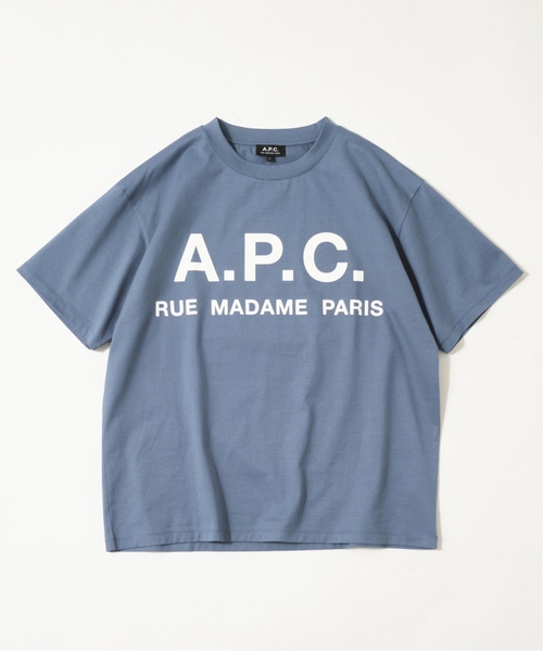 A.P.C.（アーペーセー）の「《追加》【A.P.C. / アーペーセー】別注 オーバーサイズ ロゴプリント Tシャツ（Tシャツ/カットソー・メンズ・チャコールグレー/ブラック/ホワイト/グリーン/ネイビー/ブルー系その他/コバルトブルー・SMALL/MEDIUM/LARGE/X-LARGE）」の7枚目の写真