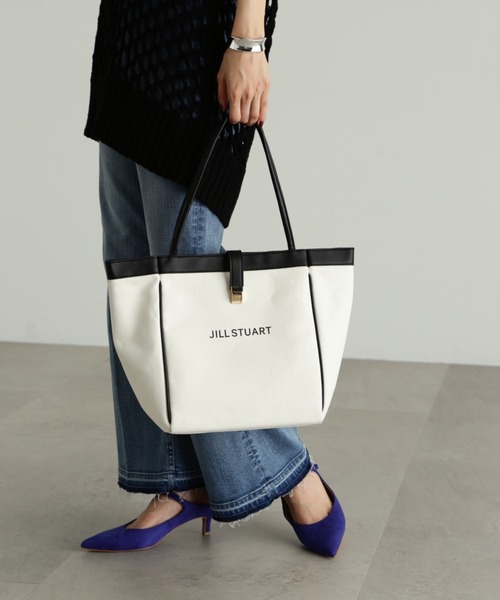 JILL STUART(ジルスチュアート)の「◆フォールドロゴトート(大)(トートバッグ・レディース・ホワイト/ブラック・フリ-)」の2枚目の写真