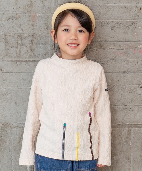 RAGMART（ラグマート）の「ケーブルニットハイネックTシャツ（Tシャツ/カットソー・キッズ・ブルー/アイボリー/ブラック/ピンク・95cm/90cm/80ｃｍ）」の2枚目の写真