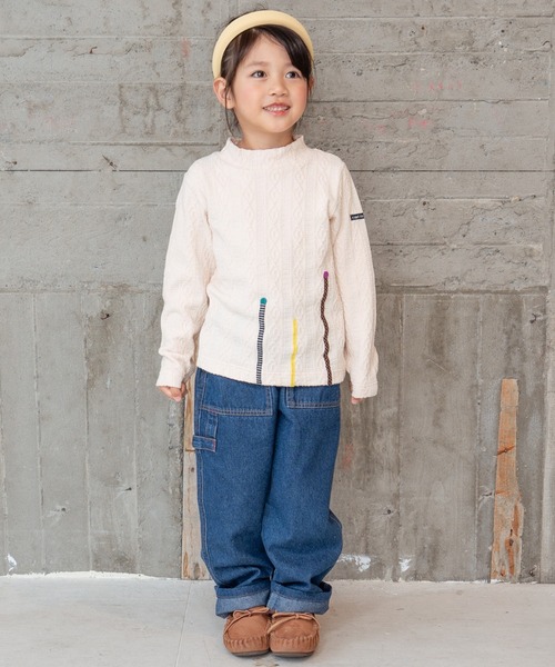 RAGMART（ラグマート）の「ケーブルニットハイネックTシャツ（Tシャツ/カットソー・キッズ・ブルー/アイボリー/ブラック/ピンク・95cm/90cm/80ｃｍ）」の10枚目の写真