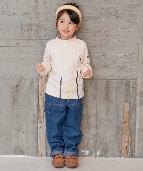 RAGMART（ラグマート）の「ケーブルニットハイネックTシャツ（Tシャツ/カットソー・キッズ・ブルー/アイボリー/ブラック/ピンク・95cm/90cm/80ｃｍ）」の9枚目の写真