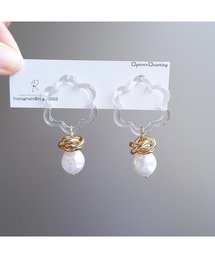【R】クリアフラワー×揺れるパールピアス(MA)