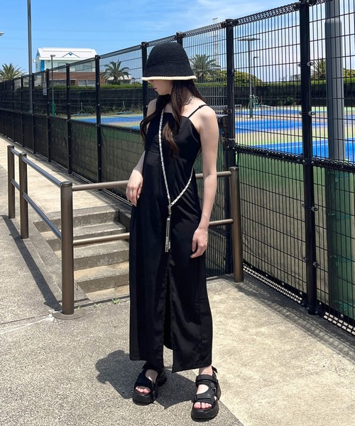 non-hedge（ノンヘッジ）の「スリットロングキャミワンピース（ワンピース・レディース・ブラック/ベージュ/チャコール/モカ・F）」の2枚目の写真