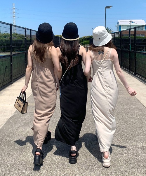 non-hedge（ノンヘッジ）の「スリットロングキャミワンピース（ワンピース・レディース・ブラック/ベージュ/チャコール/モカ・F）」の5枚目の写真