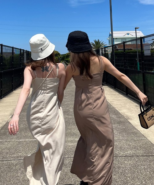 non-hedge（ノンヘッジ）の「スリットロングキャミワンピース（ワンピース・レディース・ブラック/ベージュ/チャコール/モカ・F）」の16枚目の写真