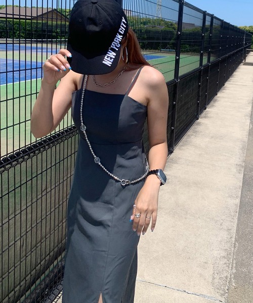 non-hedge（ノンヘッジ）の「スリットロングキャミワンピース（ワンピース・レディース・ブラック/ベージュ/チャコール/モカ・F）」の14枚目の写真