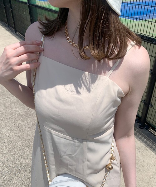 non-hedge（ノンヘッジ）の「スリットロングキャミワンピース（ワンピース・レディース・ブラック/ベージュ/チャコール/モカ・F）」の8枚目の写真