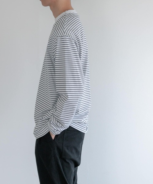 FORK&SPOON（フォークアンドスプーン）の「『ユニセックス』FORK&SPOON　ボーダーロングスリーブTシャツ（Tシャツ/カットソー・メンズ・ホワイト系その他/ブルー系その他/ブラック系その他・4/5/3）」の4枚目の写真