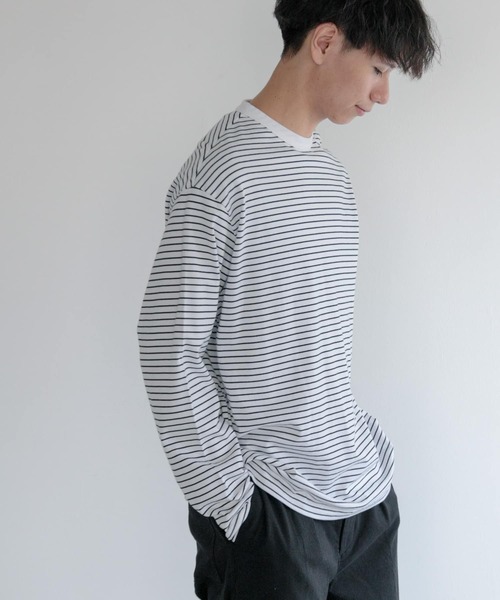 FORK&SPOON（フォークアンドスプーン）の「『ユニセックス』FORK&SPOON　ボーダーロングスリーブTシャツ（Tシャツ/カットソー・メンズ・ホワイト系その他/ブルー系その他/ブラック系その他・4/5/3）」の6枚目の写真