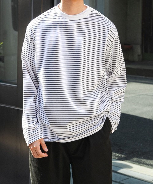 FORK&SPOON（フォークアンドスプーン）の「『ユニセックス』FORK&SPOON　ボーダーロングスリーブTシャツ（Tシャツ/カットソー・メンズ・ホワイト系その他/ブルー系その他/ブラック系その他・4/5/3）」の8枚目の写真