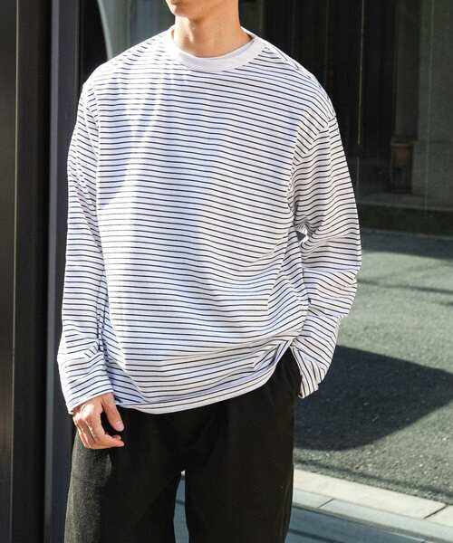 FORK&SPOON（フォークアンドスプーン）の「『ユニセックス』FORK&SPOON　ボーダーロングスリーブTシャツ（Tシャツ/カットソー・メンズ・ホワイト系その他/ブルー系その他/ブラック系その他・4/5/3）」の9枚目の写真