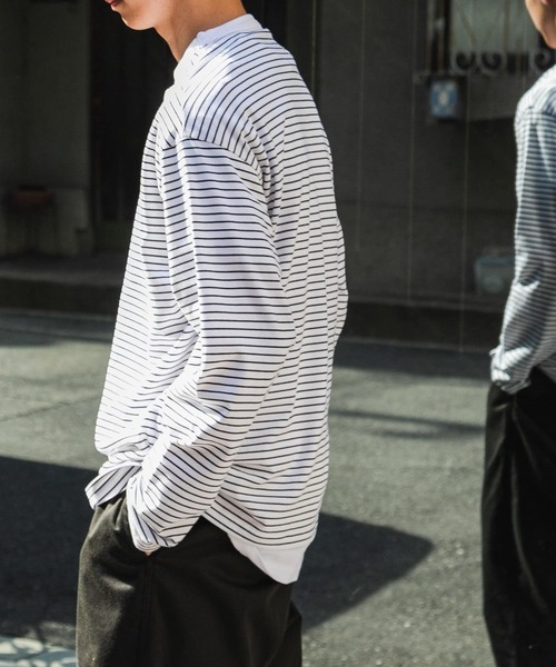 FORK&SPOON（フォークアンドスプーン）の「『ユニセックス』FORK&SPOON　ボーダーロングスリーブTシャツ（Tシャツ/カットソー・メンズ・ホワイト系その他/ブルー系その他/ブラック系その他・4/5/3）」の10枚目の写真