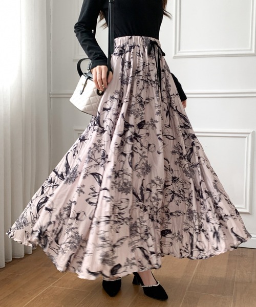 ALBERO　刺繍デザイン 黒 ロングスカート tora3975-1.jpg