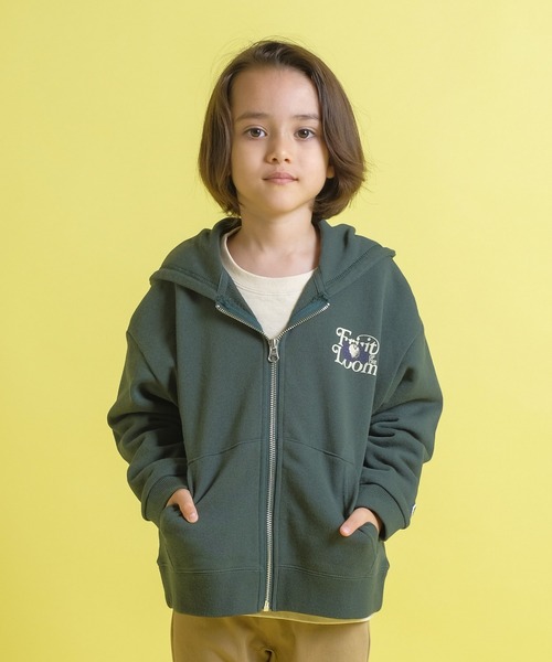 FRUIT OF THE LOOM(フルーツオブザルーム)の「KIDS裏毛ジップパーカー / 長袖 / スウェット / バック / ロゴ / プリント / カジュアル / ユニセックス(パーカー・キッズ・ネイビー/ホワイト/グリーン・L/M/S)」の3枚目の写真
