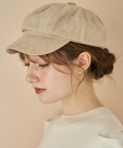 NOELA（ノエラ）の「スエードキャスケット（キャスケット・レディース・ベージュ/ブラック・フリー）」の2枚目の写真