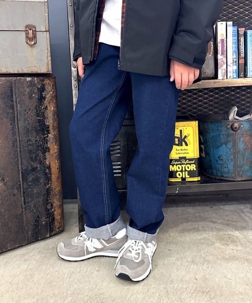 GLAZOS（グラソス）の「【大人向けサイズあり】[ストレート]ヴィンテージ加工ストレッチデニムパンツ（その他パンツ・キッズ・ブルー/ライトブルー/インディゴブルー・170cm/140cm/150cm/160cm）」の2枚目の写真