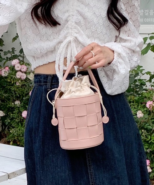 ■S'AIME■2WAY マルチポケット バケットバックパック/送料込 ショルダーバッグ 2wayバケットバッグ[品番：II000011452