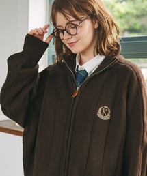 ワンポイントエンブレム刺繍ドライバーズニット