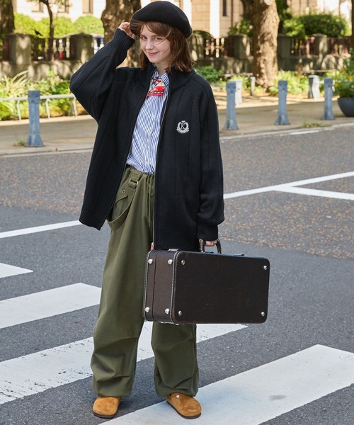 MONO-MART LADY'S（モノマートレディース）の「ワンポイントエンブレム刺繍ドライバーズニット（カーディガン/ボレロ・レディース・ネイビー/ブラウン/アイボリー/カーキ・FREE）」の11枚目の写真