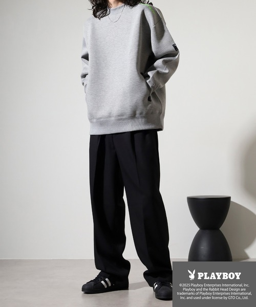 PLAYBOY（プレイボーイ）の「PLAYBOY high neck sweatshirt / ハイネックスウェットトレーナー（スウェット・メンズ・杢グレー/ブラック・XL/M/L）」の14枚目の写真