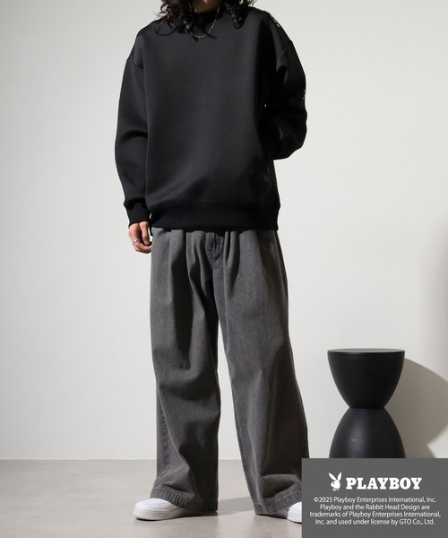 PLAYBOY（プレイボーイ）の「PLAYBOY high neck sweatshirt / ハイネックスウェットトレーナー（スウェット・メンズ・杢グレー/ブラック・XL/M/L）」の18枚目の写真