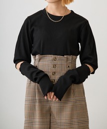 パフスリーブアームカバー付きシャギー風ニットセット
