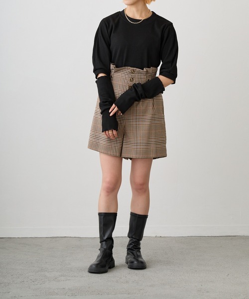 Loco Ocean(ロコオーシャン)の「パフスリーブアームカバー付きシャギー風ニットセット(ニット/セーター・レディース・ホワイト/ブラック・FREE)」の10枚目の写真