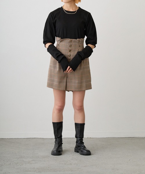 Loco Ocean(ロコオーシャン)の「パフスリーブアームカバー付きシャギー風ニットセット(ニット/セーター・レディース・ホワイト/ブラック・FREE)」の14枚目の写真