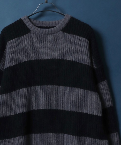 ANPAS（アンパス）の「Half Cardigan Horizontal Stripe Knit