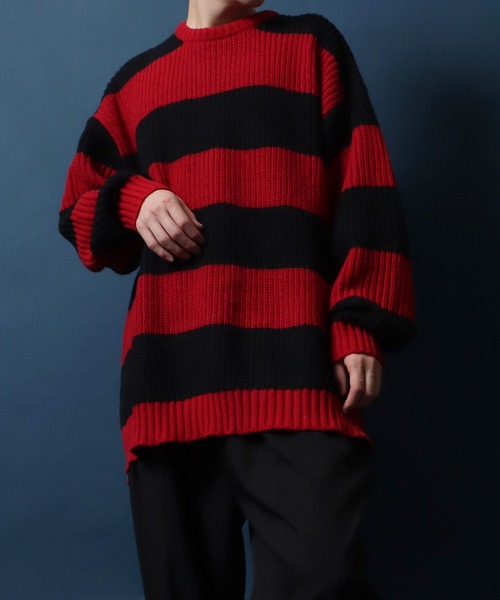 ANPAS（アンパス）の「Half Cardigan Horizontal Stripe Knit