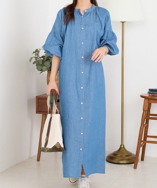 OMNES（オムネス）の「シャンブレー袖ボリュームシャツワンピース（ワンピース・レディース・インディゴブルー/ブルー系その他・FREE）」の13枚目の写真