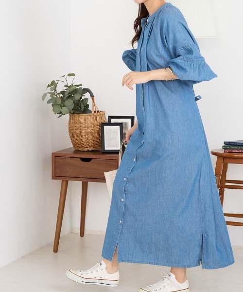 OMNES（オムネス）の「シャンブレー袖ボリュームシャツワンピース（ワンピース・レディース・インディゴブルー/ブルー系その他・FREE）」の14枚目の写真