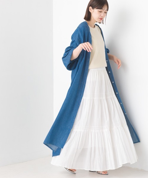 OMNES（オムネス）の「シャンブレー袖ボリュームシャツワンピース（ワンピース・レディース・インディゴブルー/ブルー系その他・FREE）」の3枚目の写真