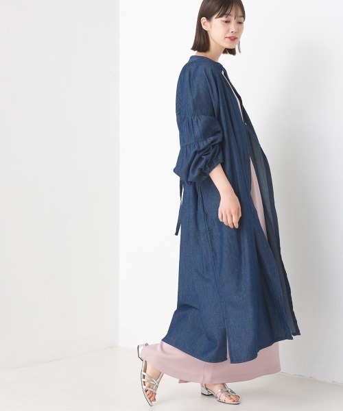 OMNES（オムネス）の「シャンブレー袖ボリュームシャツワンピース（ワンピース・レディース・インディゴブルー/ブルー系その他・FREE）」の10枚目の写真