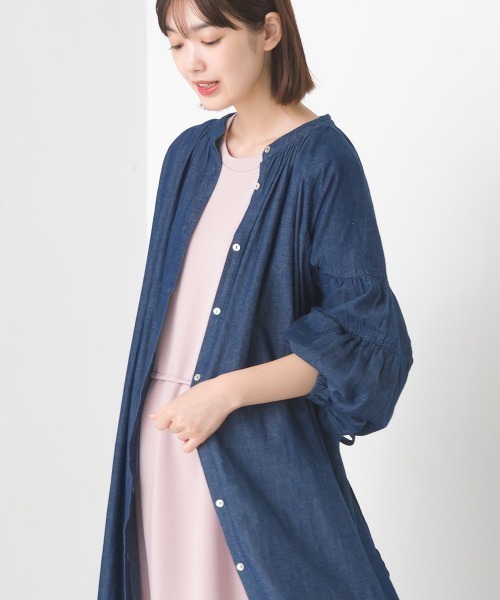 OMNES（オムネス）の「シャンブレー袖ボリュームシャツワンピース（ワンピース・レディース・インディゴブルー/ブルー系その他・FREE）」の12枚目の写真