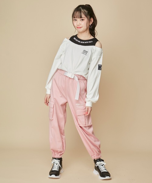 JENNI love(ジェニィラブ)の「【セットアップ対応】【ストレッチ素材】【ウエスト調整可能】アクティブトラックパンツ(カーゴパンツ・キッズ・ブラック/サックスブルー/ピンク・140cm/150cm/160cm/130cm)」の14枚目の写真