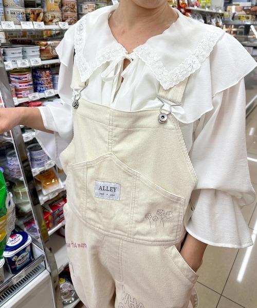 Alley by w closet（アリーバイダブルクローゼット）の「【Alley】コーデュロイ/デニムサロペット（サロペット/オーバーオール・レディース・アイボリー/ケミカルウォッシュ・FREE）」の7枚目の写真