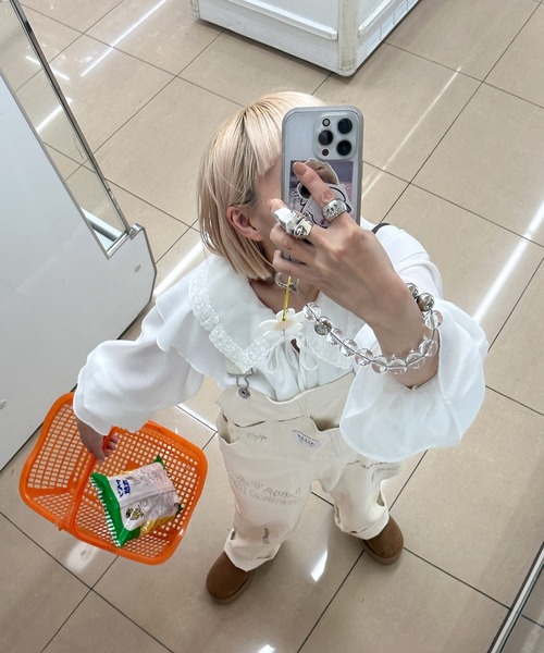 Alley by w closet（アリーバイダブルクローゼット）の「【Alley】コーデュロイ/デニムサロペット（サロペット/オーバーオール・レディース・アイボリー/ケミカルウォッシュ・FREE）」の21枚目の写真