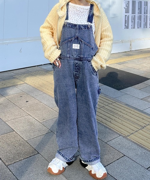 Alley by w closet（アリーバイダブルクローゼット）の「【Alley】コーデュロイ/デニムサロペット（サロペット/オーバーオール・レディース・アイボリー/ケミカルウォッシュ・FREE）」の4枚目の写真